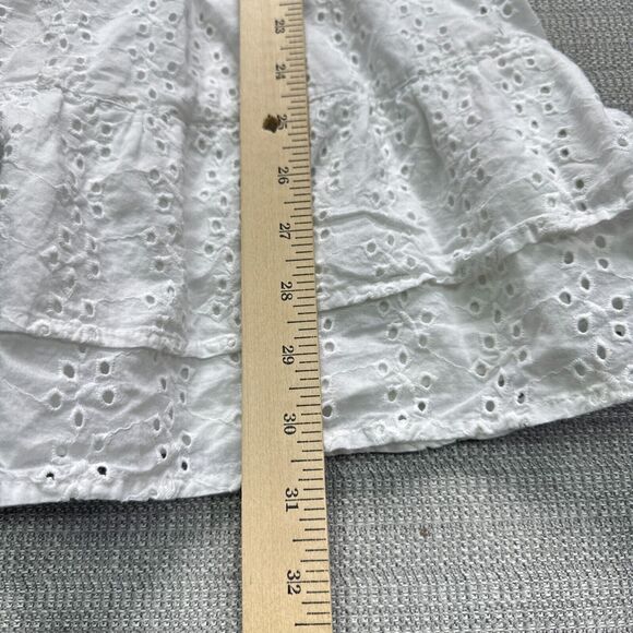 Hollister Mini Dress XL White Eyelet Coastal Fairycore Summer Ruffle‎ Tie Back - Picture 8 of 10